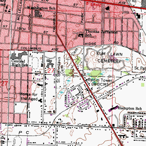 Topographic Map of Polish Cemetery, MI