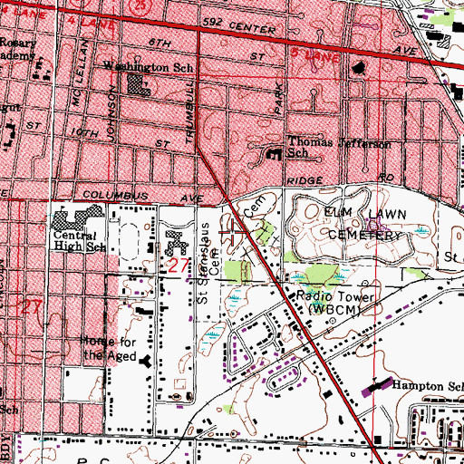 Topographic Map of Green Ridge Cemetery, MI