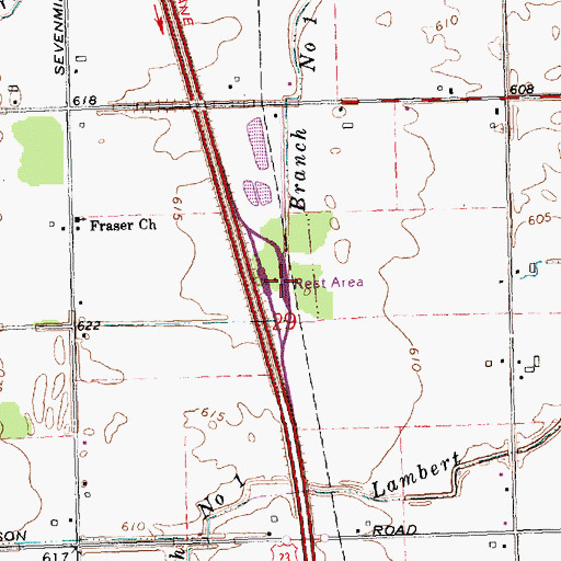 Topographic Map of Linwood Rest Area, MI