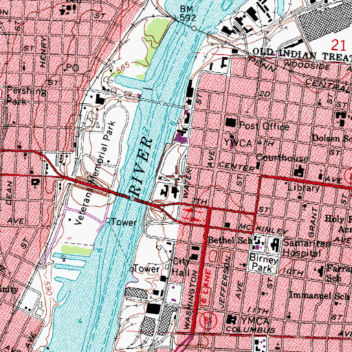 Topographic Map of Bay City Historical Marker, MI