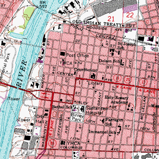 Topographic Map of Center Avenue Historical Marker, MI