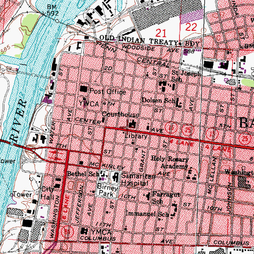 Topographic Map of First Presbyterian Church Historical Marker, MI
