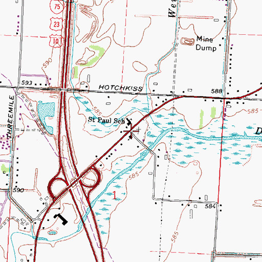 Topographic Map of Saint Paul Evangelical Lutheran Church Historical Marker, MI