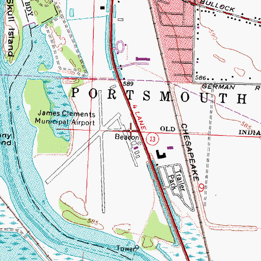 Topographic Map of James Clements Memorial Airport Historical Marker, MI