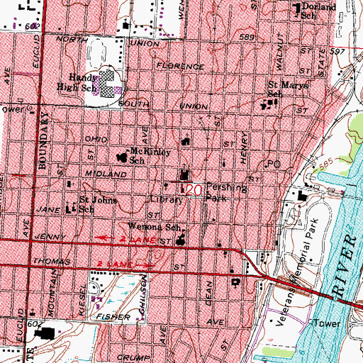 Topographic Map of Sage Public Library Historical Marker, MI