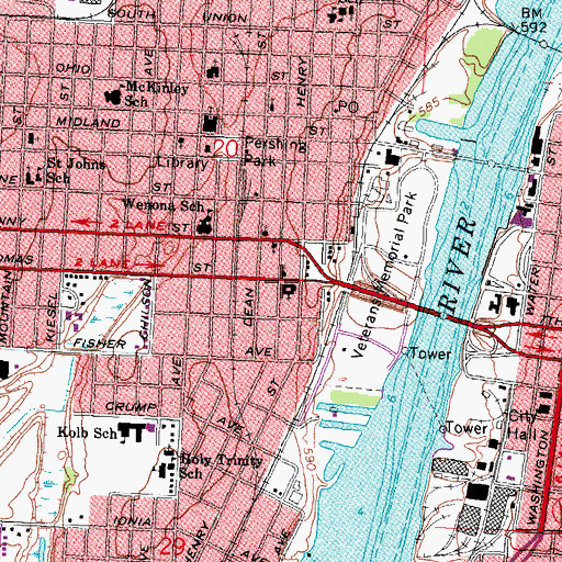 Topographic Map of Swedish Evangelical Lutheran Sion Church Historical Marker, MI