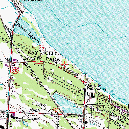 Topographic Map of Saginaw Bay Historical Marker, MI