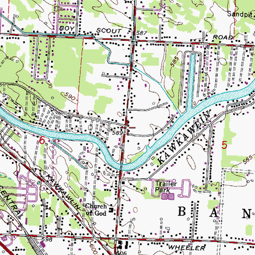 Topographic Map of Ogaukawning Church Historical Marker, MI