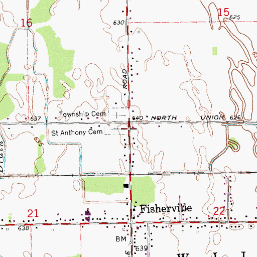 Topographic Map of Pine Grove Cemetery Historical Marker, MI