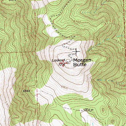 Topographic Map of Morgan Butte Lookout, OR