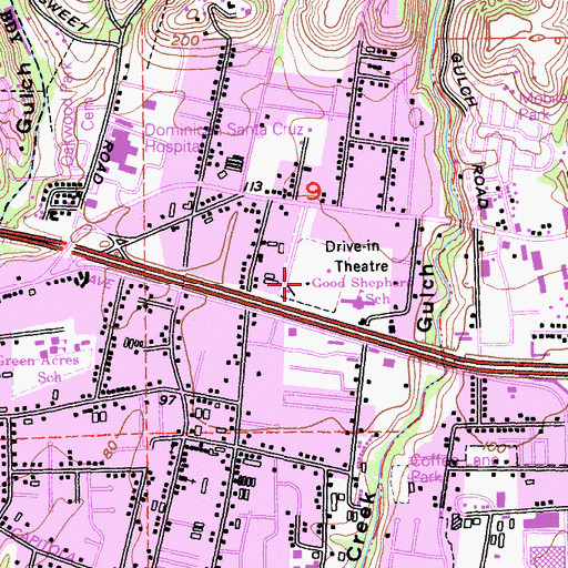 Topographic Map of Skyview Drive-In, CA