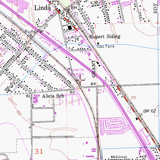 Topographic Map of Marysville Drive-In (historical), CA