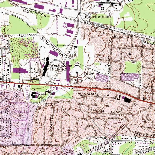 Topographic Map of West Rome Drive-In (historical), GA