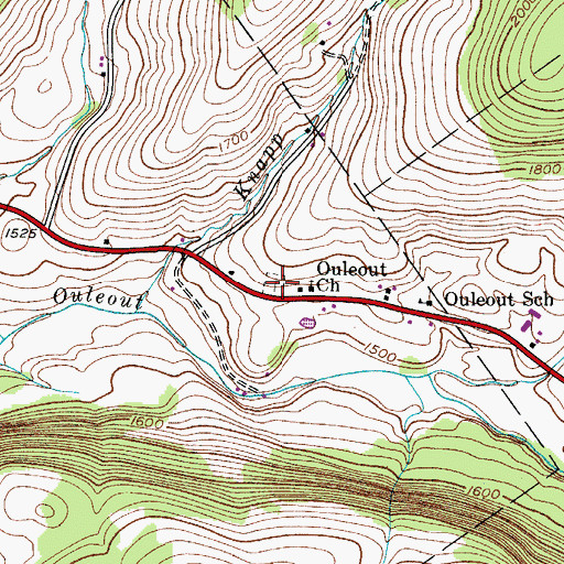 Topographic Map of Ouleout Cemetery, NY