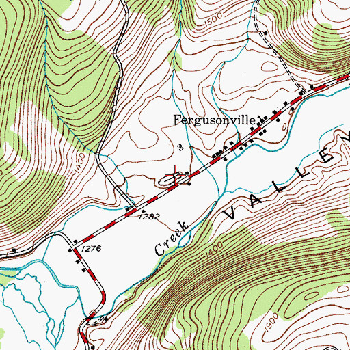 Topographic Map of Fergusonville Cemetery, NY