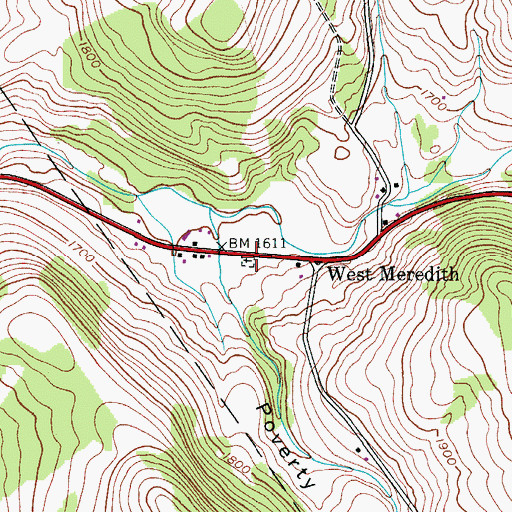Topographic Map of West Meredith Cemetery, NY