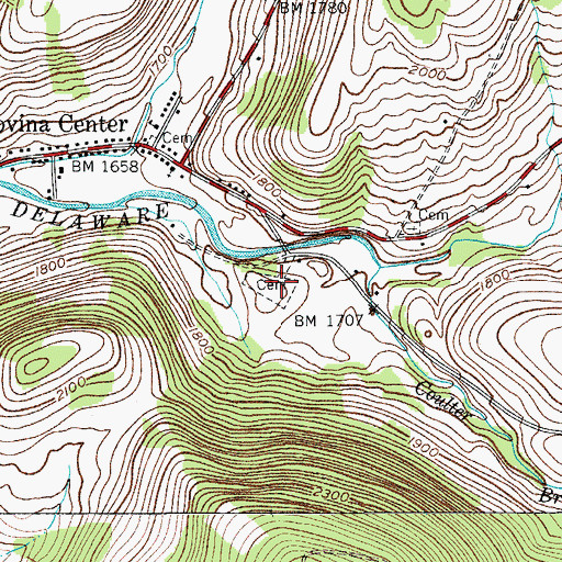 Topographic Map of Bovina Cemetery, NY