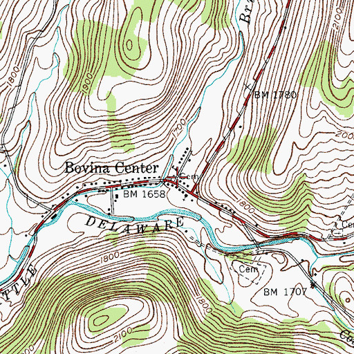 Topographic Map of Brush Cemetery, NY