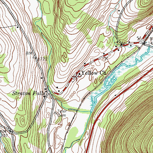 Topographic Map of Yellow Church Cemetery, NY