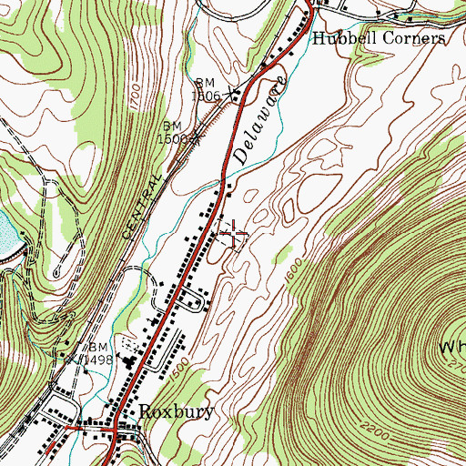 Topographic Map of Roxbury Cemetery, NY
