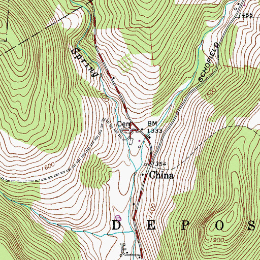 Topographic Map of China Road Cemetery, NY