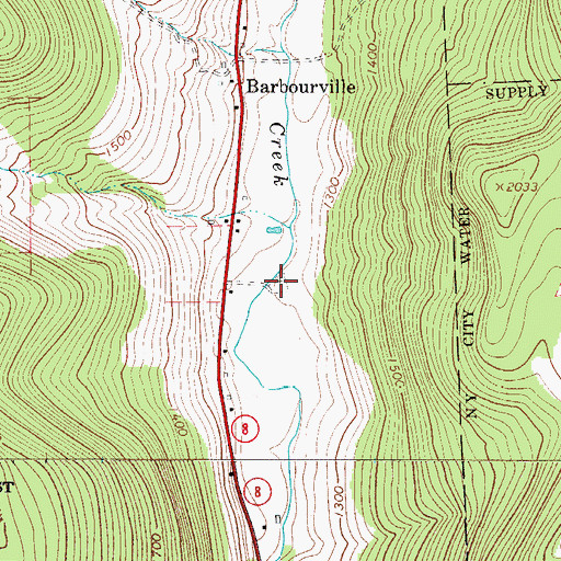 Topographic Map of Barbourville Cemetery, NY
