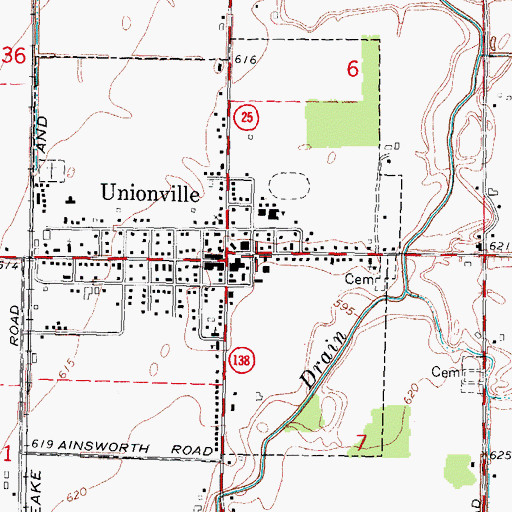 Topographic Map of Unionville Town Hall, MI