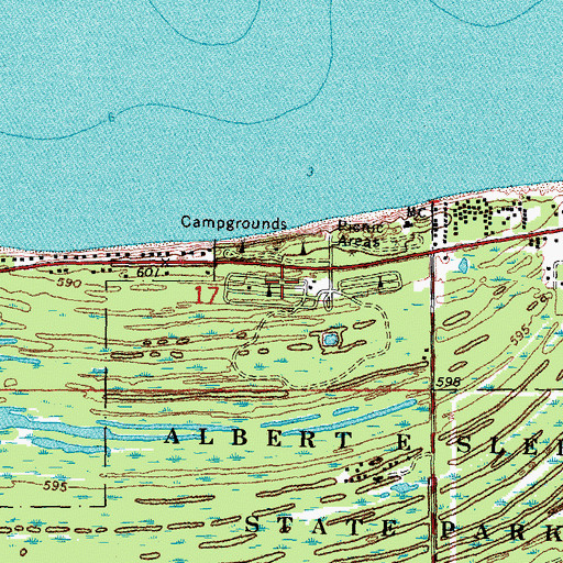 Topographic Map of Albert E Sleeper State Park Campground, MI