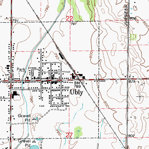 Topographic Map of Ubly Station, MI