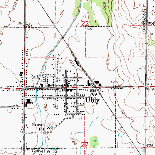 Topographic Map of Ubly Police Department, MI