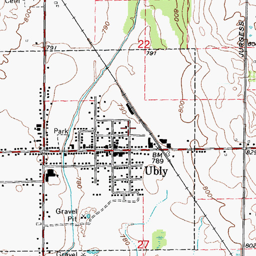 Topographic Map of Ubly Post Office, MI