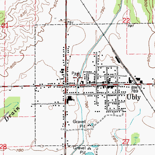 Topographic Map of Ubly Village Park, MI