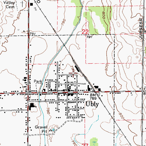 Topographic Map of Ubly Village Hall, MI