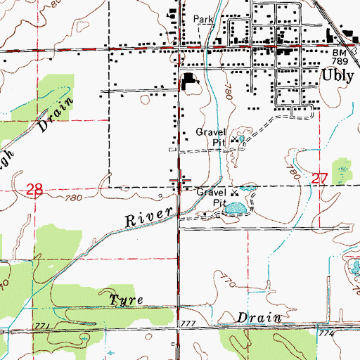 Topographic Map of Ubly Dragway, MI