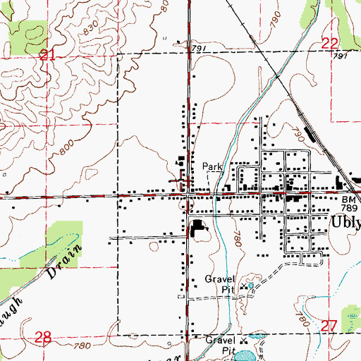 Topographic Map of Saint John's Evangelist Parish, MI