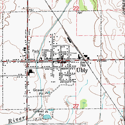 Topographic Map of Sleeper Public Library, MI