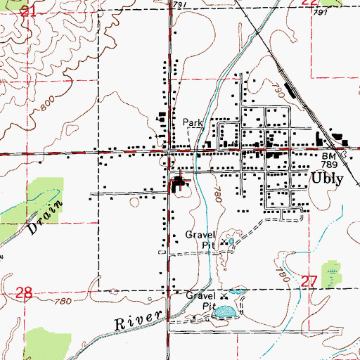 Topographic Map of Ubly High School, MI