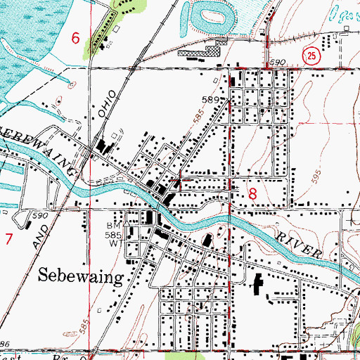 Topographic Map of Sebewaing Township Fire Department, MI