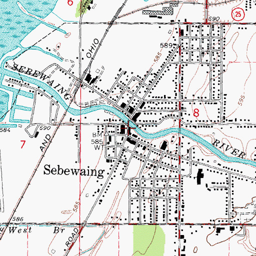 Topographic Map of Sebewaing Library, MI