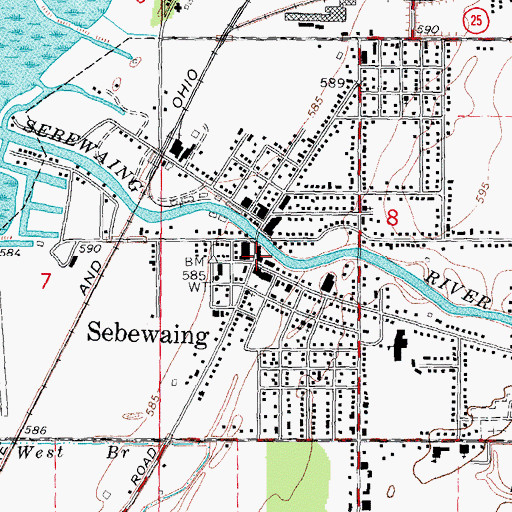 Topographic Map of Sebewaing Post Office, MI