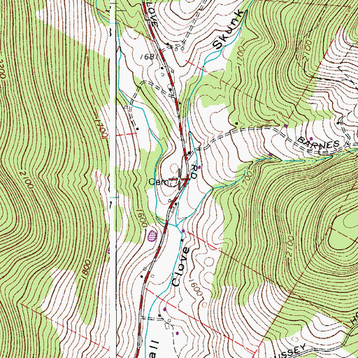 Topographic Map of Fall Clove Cemetery, NY