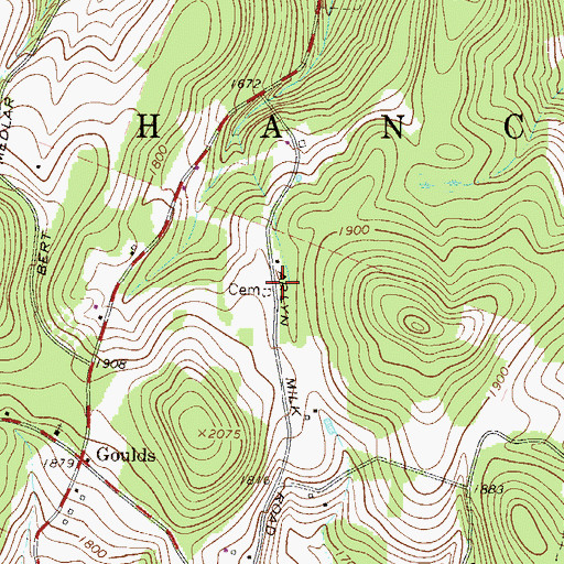 Topographic Map of Rickard Cemetery, NY