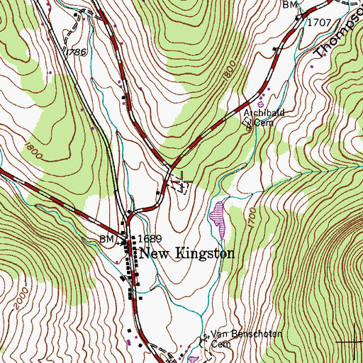Topographic Map of New Kingston Cemetery, NY