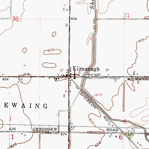 Topographic Map of Saint John Lutheran Church, MI