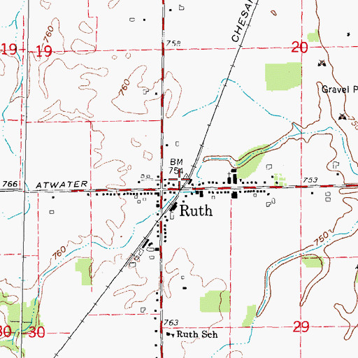 Topographic Map of Ruth Post Office, MI