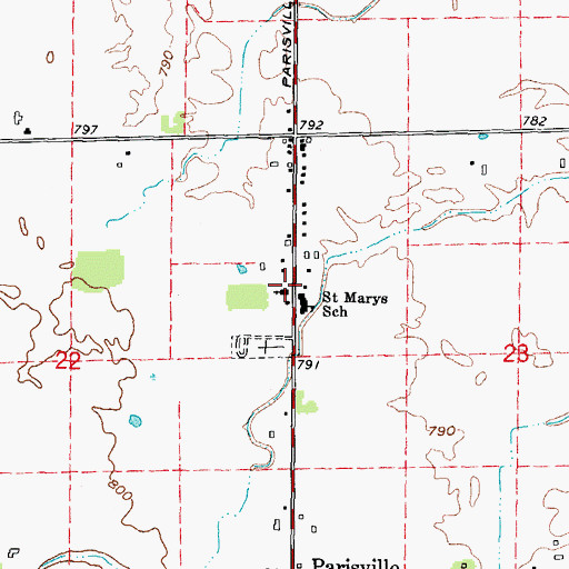 Topographic Map of Saint Mary's Church, MI