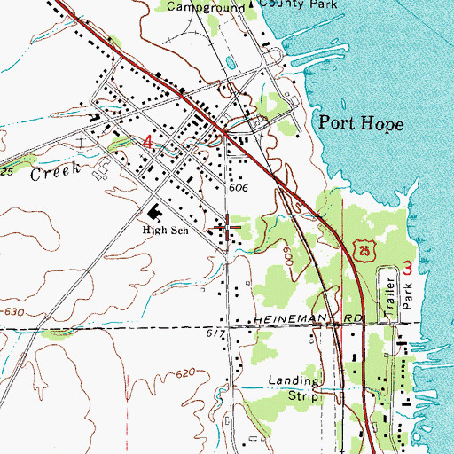 Topographic Map of Port Hope Post Office, MI