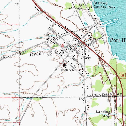 Topographic Map of Port Hope School, MI