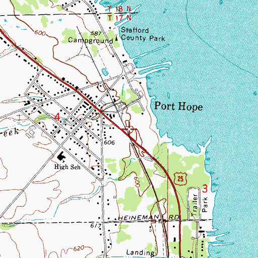 Topographic Map of Village of Port Hope Fire Department, MI
