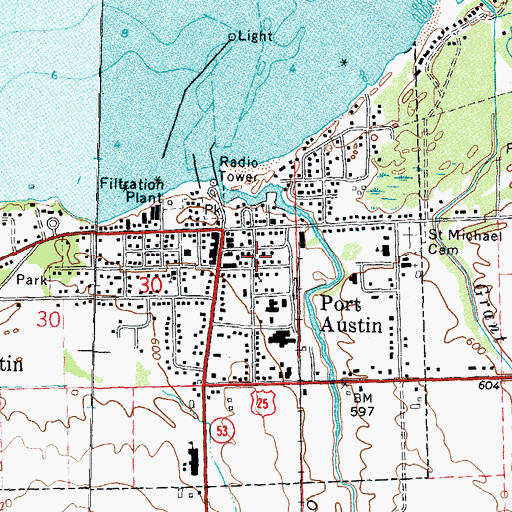 Topographic Map of Port Austin Post Office, MI